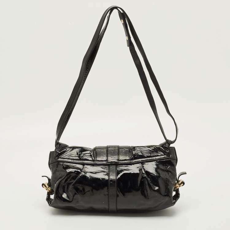 Pre Owned Bvlgari Chandra Black Patent Leather Shoulder Bag