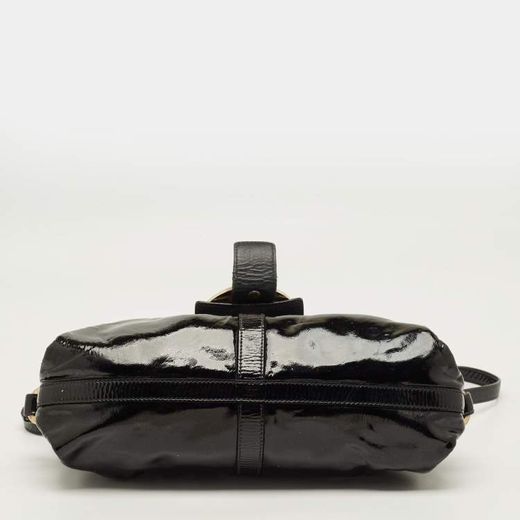 Pre Owned Bvlgari Chandra Black Patent Leather Shoulder Bag
