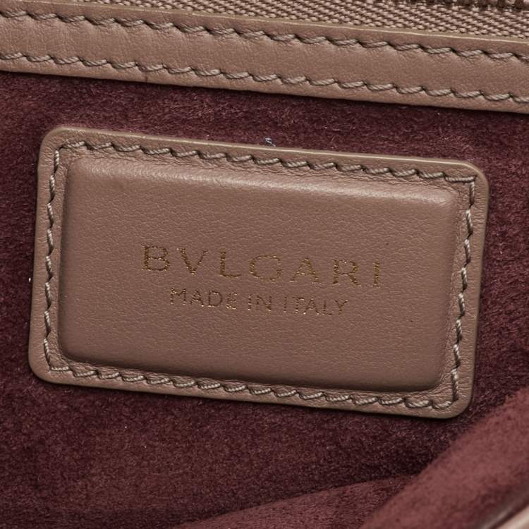 Pre Owned Bvlgari Duet Brown/Beige Leather and Snakeskin Top Handle Bag