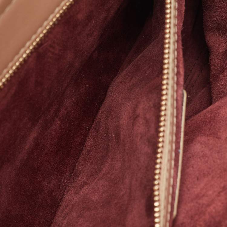 Pre Owned Bvlgari Duet Brown/Beige Leather and Snakeskin Top Handle Bag