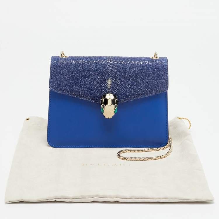 Pre Owned Bvlgari Serpenti Forever Small Stingray and Leather Crossbody Bag