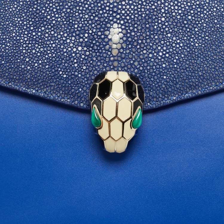 Pre Owned Bvlgari Serpenti Forever Small Stingray and Leather Crossbody Bag