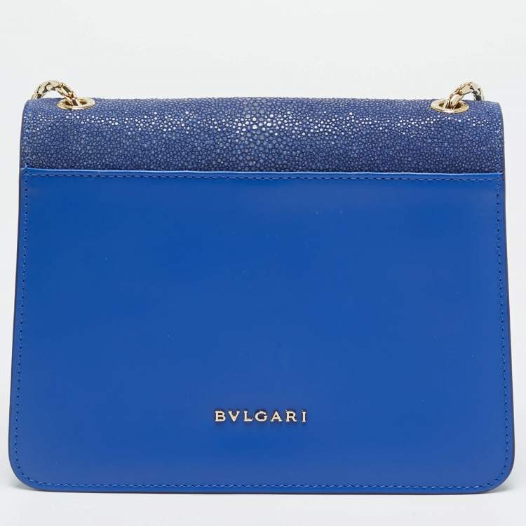 Pre Owned Bvlgari Serpenti Forever Small Stingray and Leather Crossbody Bag