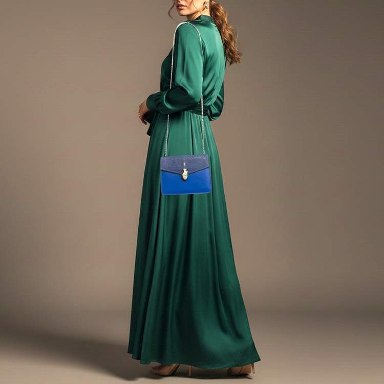 Pre Owned Bvlgari Serpenti Forever Small Stingray and Leather Crossbody Bag