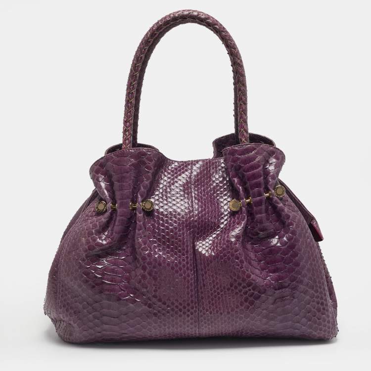 Pre Owned Bvlgari Twistino Tina Purple Python Tote