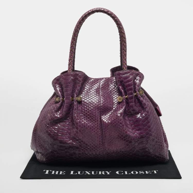 Pre Owned Bvlgari Twistino Tina Purple Python Tote