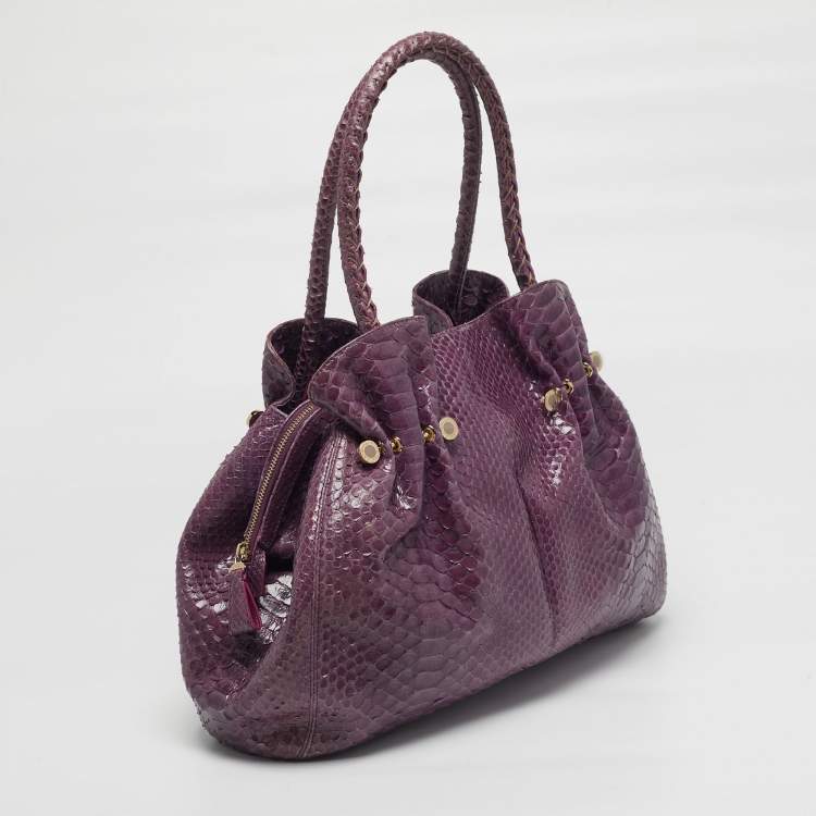 Pre Owned Bvlgari Twistino Tina Purple Python Tote