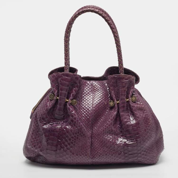 Pre Owned Bvlgari Twistino Tina Purple Python Tote