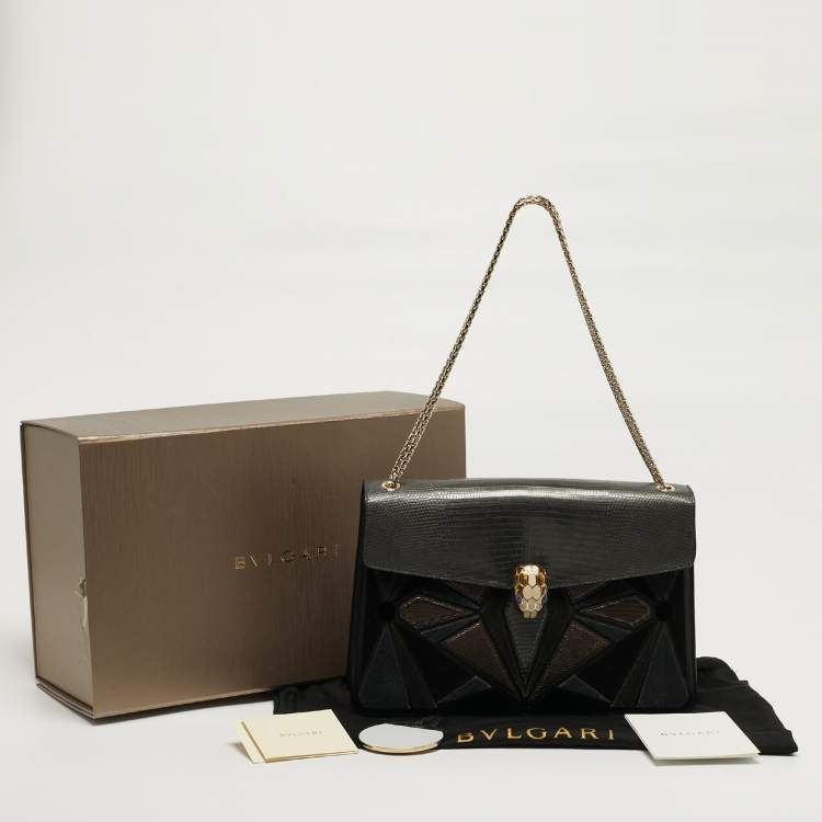 Pre Owned Bvlgari Serpenti Forever Medium Multicolor Karung Leather and Velvet Shoulder Bag