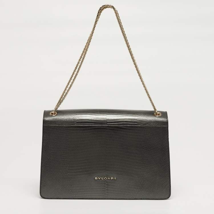 Pre Owned Bvlgari Serpenti Forever Medium Multicolor Karung Leather and Velvet Shoulder Bag