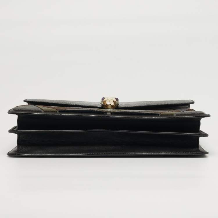 Pre Owned Bvlgari Serpenti Forever Medium Multicolor Karung Leather and Velvet Shoulder Bag