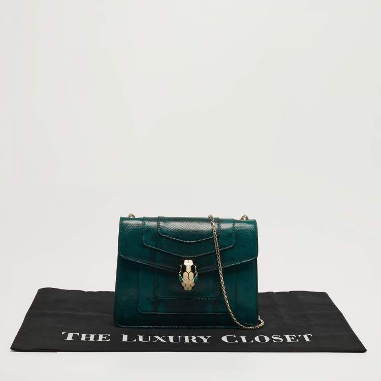 Pre Owned Bvlgari Serpenti Forever Small Karung Leather Crossbody Bag