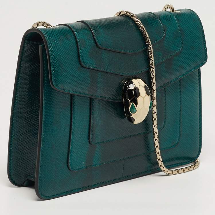 Pre Owned Bvlgari Serpenti Forever Small Karung Leather Crossbody Bag