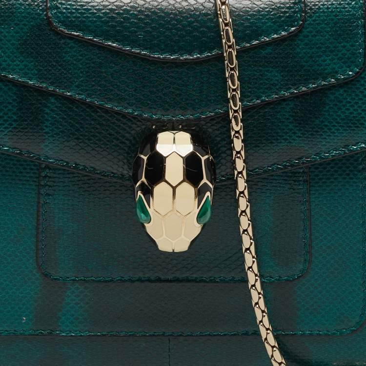 Pre Owned Bvlgari Serpenti Forever Small Karung Leather Crossbody Bag
