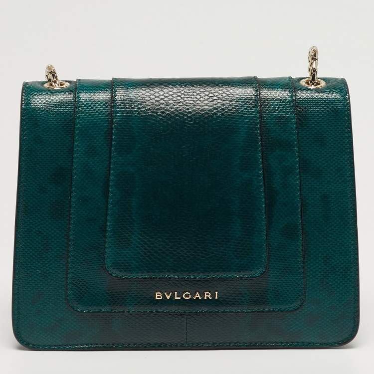 Pre Owned Bvlgari Serpenti Forever Small Karung Leather Crossbody Bag
