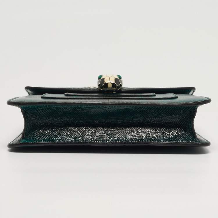 Pre Owned Bvlgari Serpenti Forever Small Karung Leather Crossbody Bag