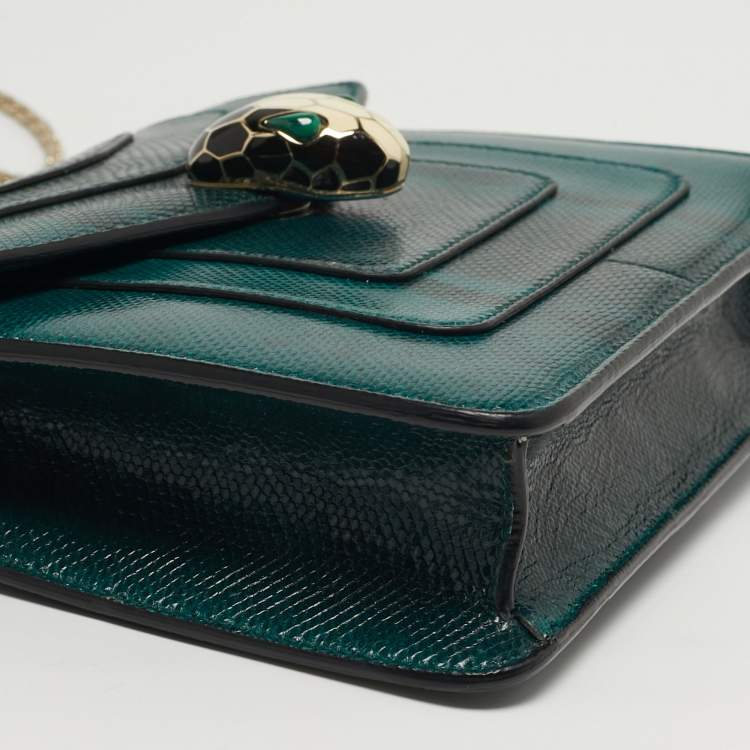 Pre Owned Bvlgari Serpenti Forever Small Karung Leather Crossbody Bag