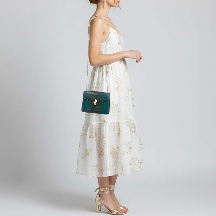 Pre Owned Bvlgari Serpenti Forever Small Karung Leather Crossbody Bag