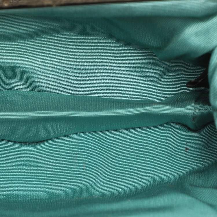 Pre Owned Bvlgari Lipstick Gold Python Leather Clutch