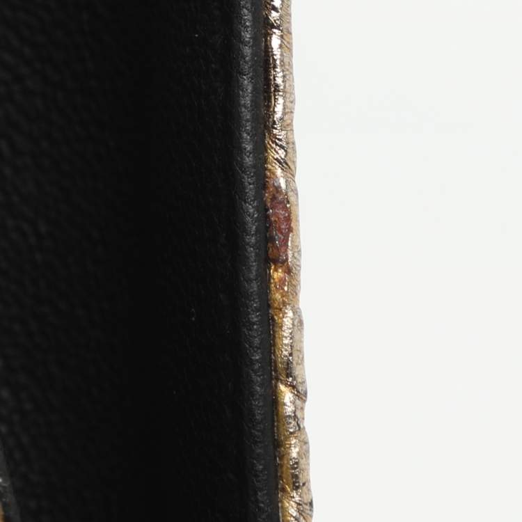 Pre Owned Bvlgari Lipstick Gold Python Leather Clutch