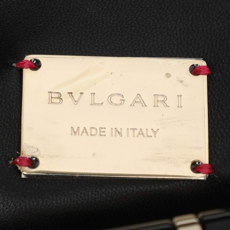 Pre Owned Bvlgari Lipstick Gold Python Leather Clutch