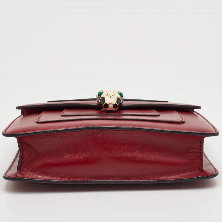 Pre Owned Bvlgari Serpenti Forever Small Burgundy Leather Chain Shoulder Bag