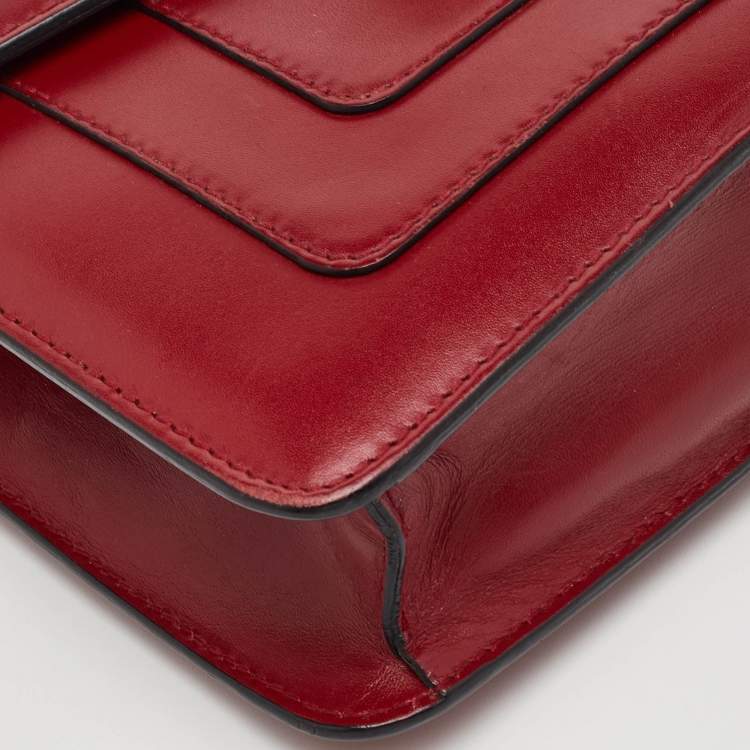 Pre Owned Bvlgari Serpenti Forever Small Burgundy Leather Chain Shoulder Bag