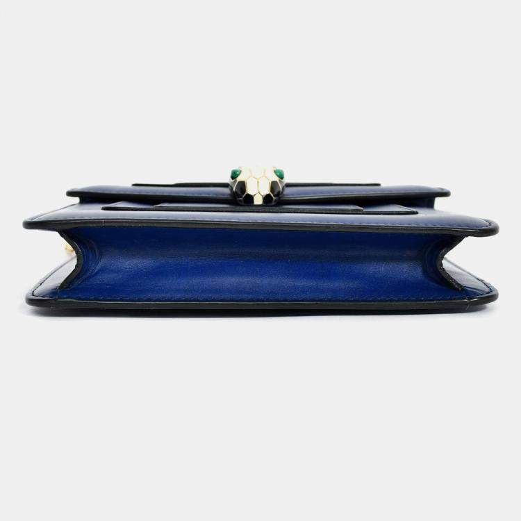 Pre Owned Bvlgari Blue Leather Serpenti Forever Small Crossbody Bag