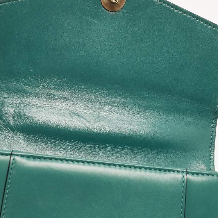 Pre Owned Bvlgari Serpenti Forever Green Leather Top Handle Bag