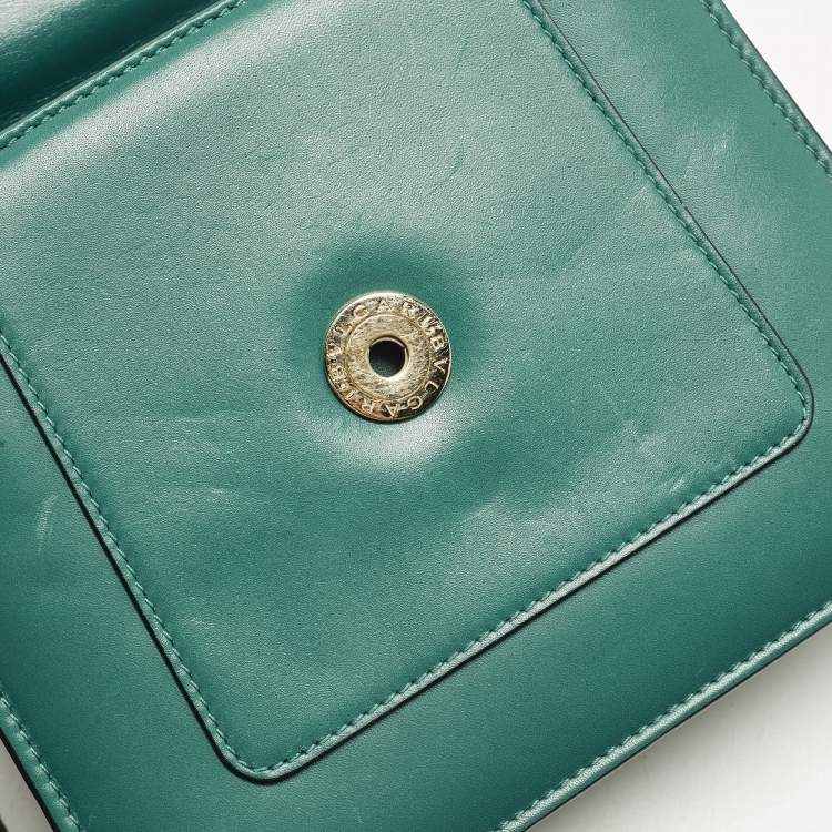 Pre Owned Bvlgari Serpenti Forever Green Leather Top Handle Bag