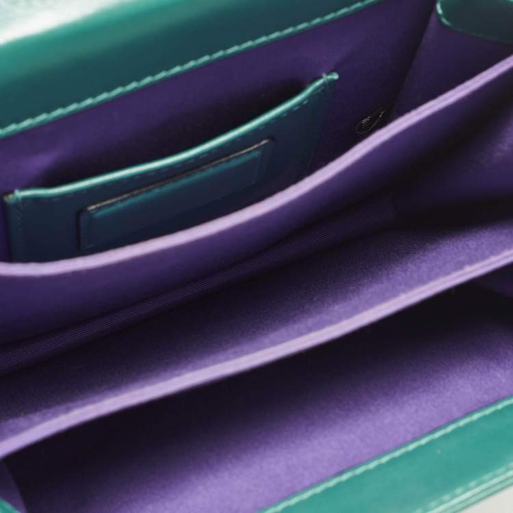 Pre Owned Bvlgari Serpenti Forever Green Leather Top Handle Bag