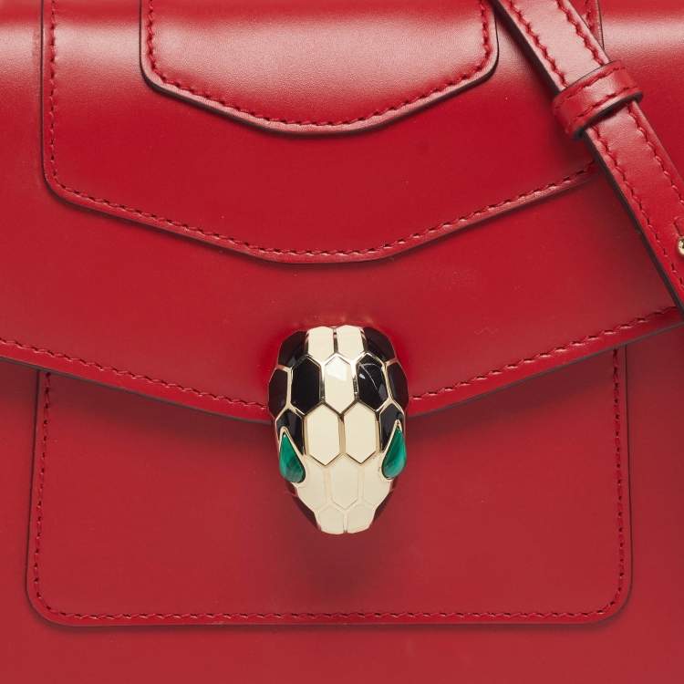 مملوكة مسبقًا Bvlgari Serpenti Forever Small Red Leather Top Handle Bag