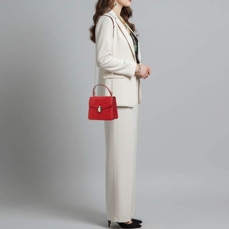 مملوكة مسبقًا Bvlgari Serpenti Forever Small Red Leather Top Handle Bag