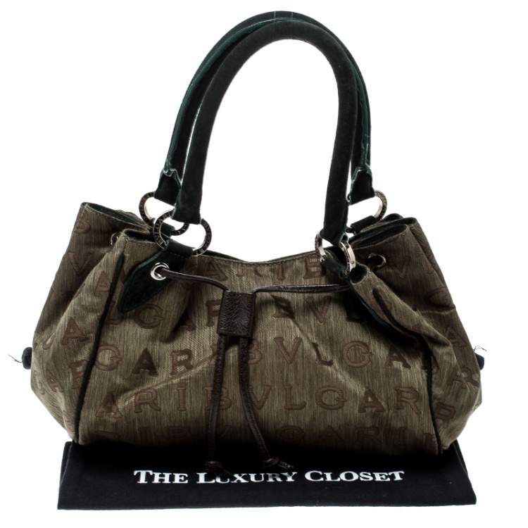 Pre Owned Bvlgari Multicolor Fabric and Suede Signature Tote