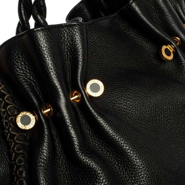 Pre Owned Bvlgari Black Leather Twistino Tina Shopper Tote