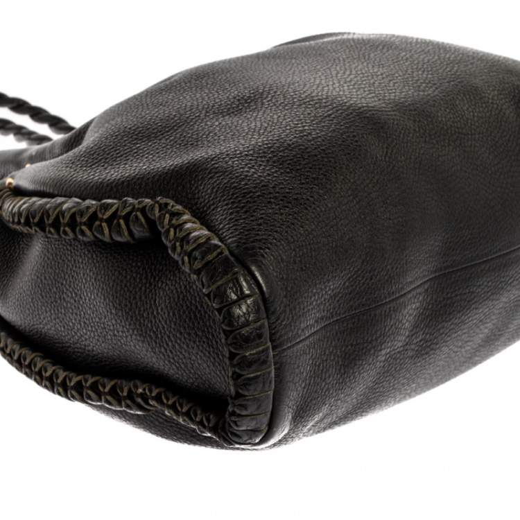 Pre Owned Bvlgari Black Leather Twistino Tina Shopper Tote