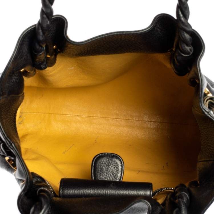 Pre Owned Bvlgari Black Leather Twistino Tina Shopper Tote