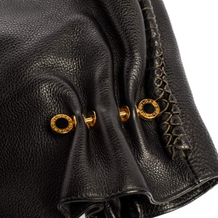 Pre Owned Bvlgari Black Leather Twistino Tina Shopper Tote