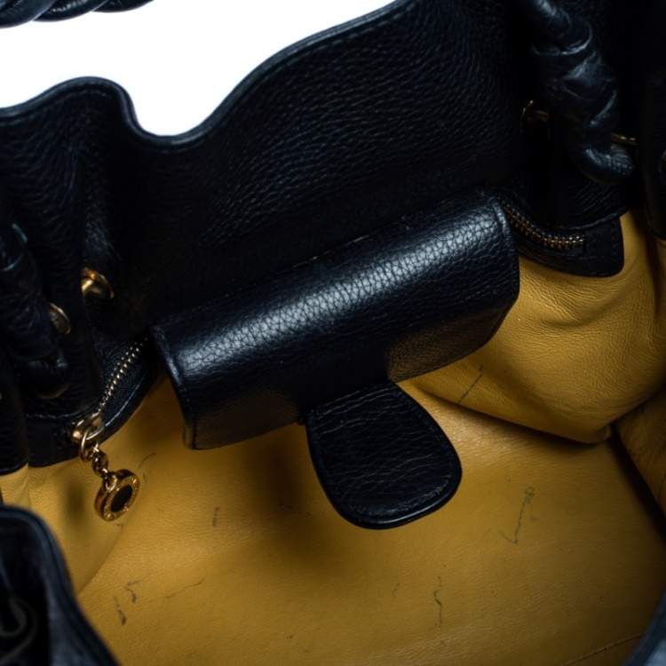 Pre Owned Bvlgari Black Leather Twistino Tina Shopper Tote