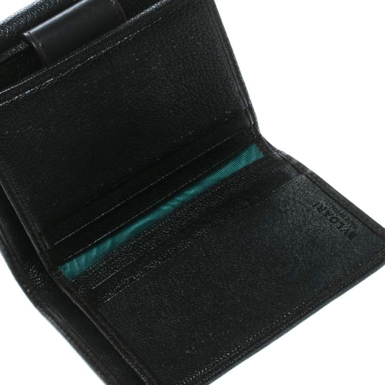 Pre Owned Bvlgari Dark Brown Leather Compact Flap Wallet