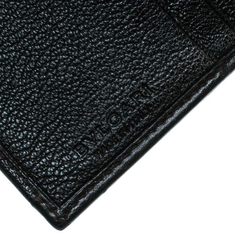 Pre Owned Bvlgari Dark Brown Leather Compact Flap Wallet