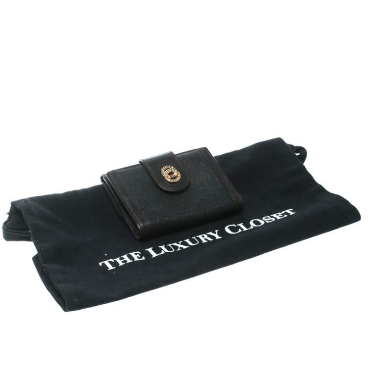Pre Owned Bvlgari Dark Brown Leather Compact Flap Wallet