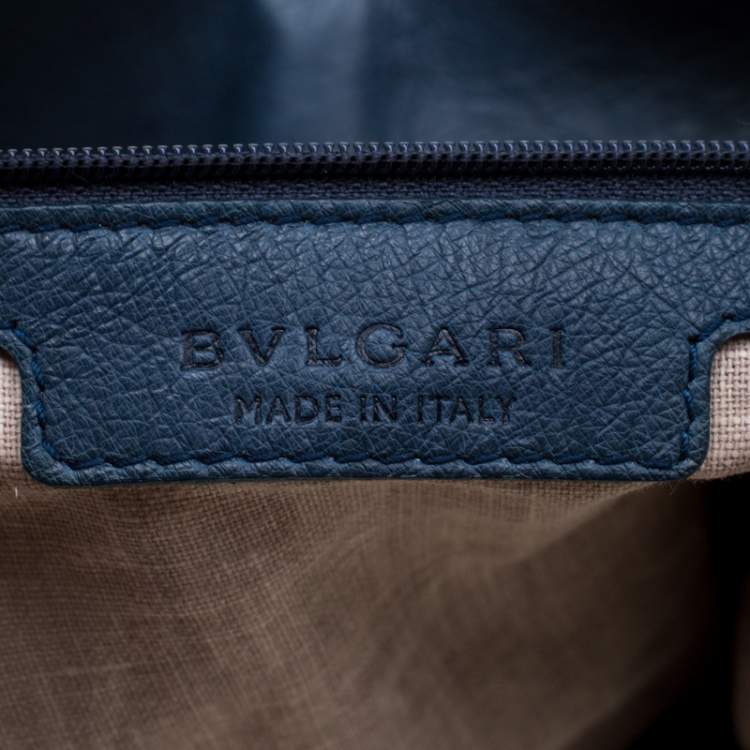 Pre Owned Bvlgari Blue Ostrich Chandra Hobo 