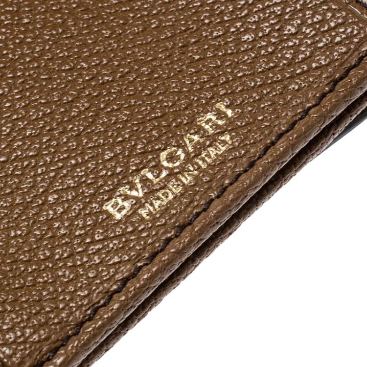Pre Owned Bvlgari Brown Leather Trifold Wallet