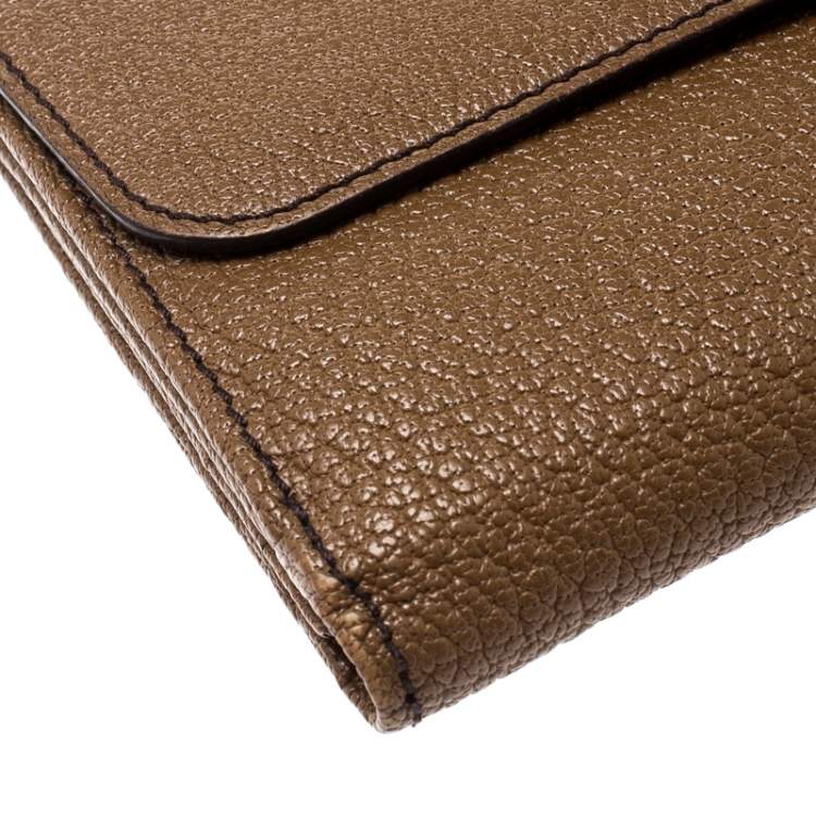 Pre Owned Bvlgari Brown Leather Trifold Wallet