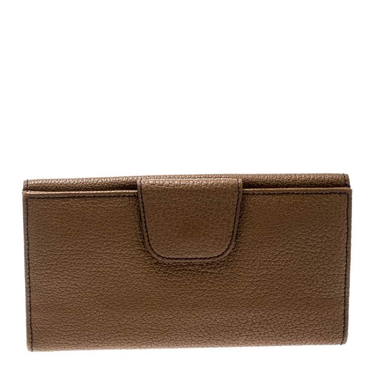 Pre Owned Bvlgari Brown Leather Trifold Wallet