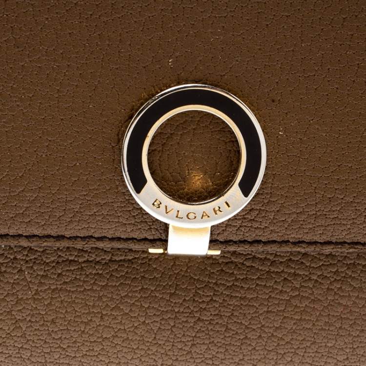Pre Owned Bvlgari Brown Leather Trifold Wallet