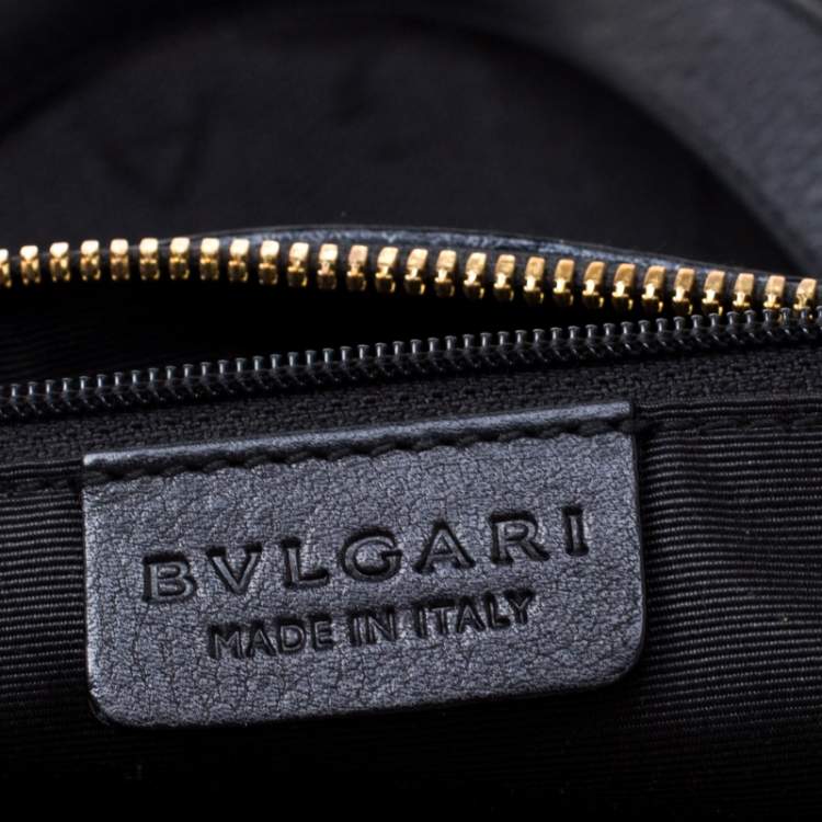 Pre Owned Bvlgari Black Logo Canvas Satchel