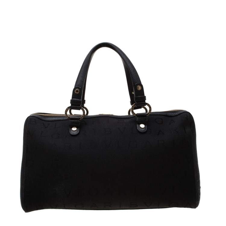 Pre Owned Bvlgari Black Logo Canvas Satchel