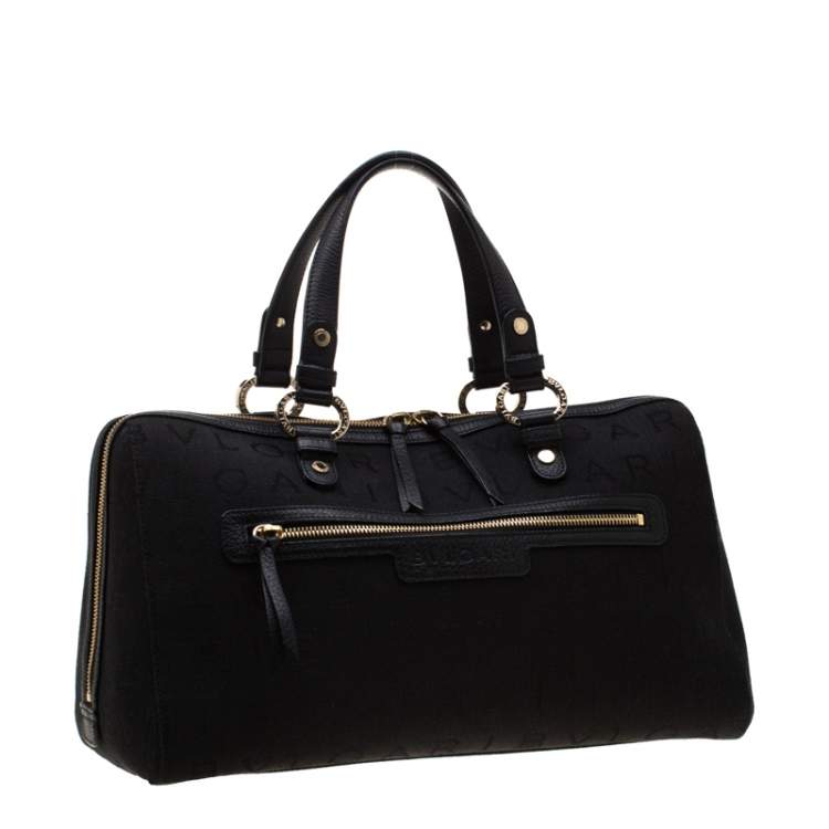 Pre Owned Bvlgari Black Logo Canvas Satchel